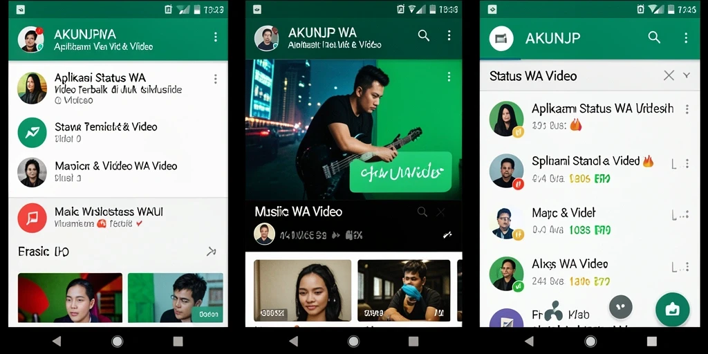 Antarmuka menarik AKUNJP untuk status WA video.