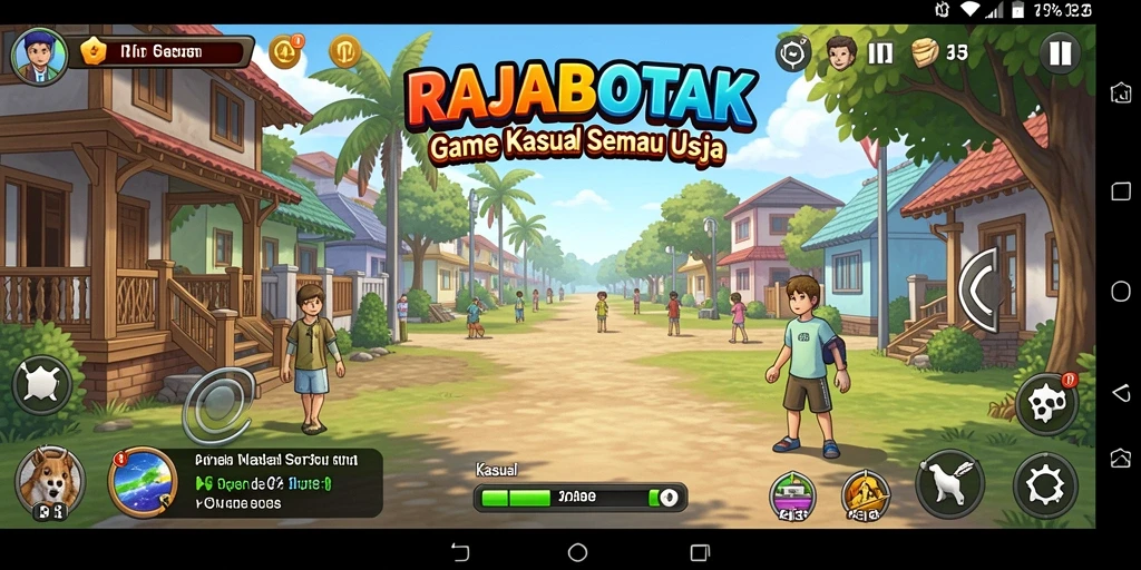 Antarmuka menarik dan menyenangkan dalam RAJABOTAK saat bermain.