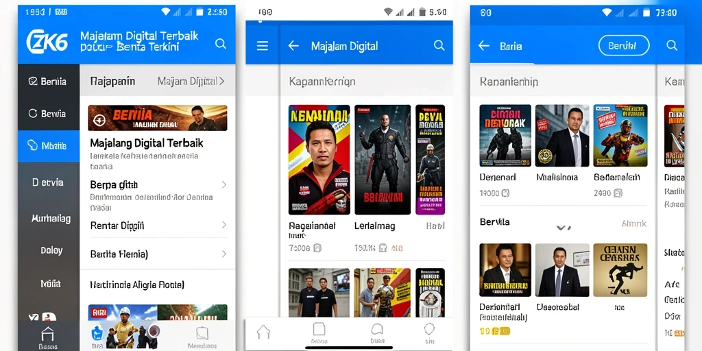 Antarmuka ZK6 menampilkan berbagai berita dengan desain yang menarik.